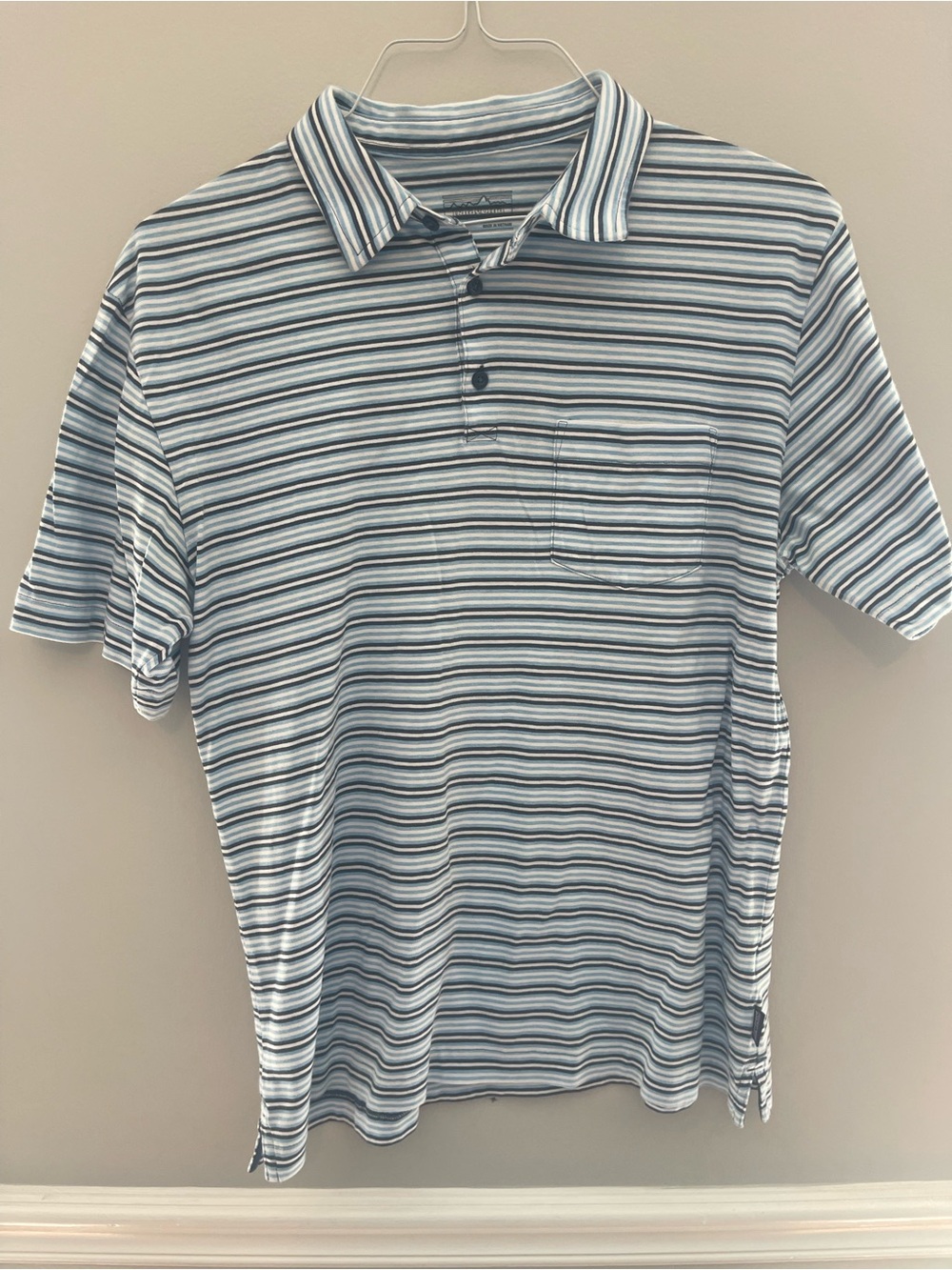 Patagonia Striped Polo in Light Blue and White